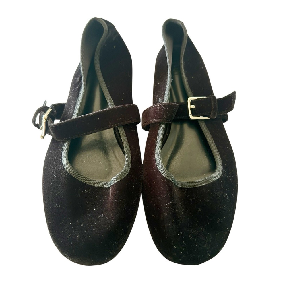 ASOS DESIGN Wide Fit Lou Mary Jane ballet flat in black velvet Size 9